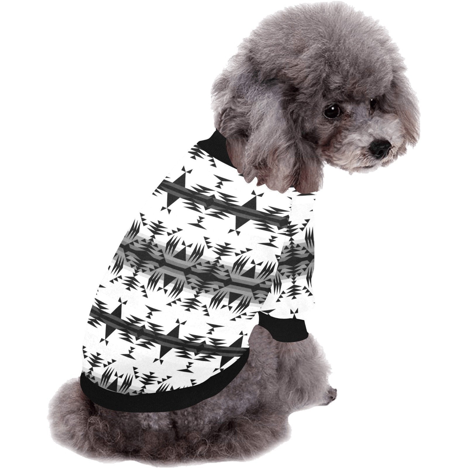 Between the Mountains White and Black Pet Dog Round Neck Shirt Pet Dog Round Neck Shirt e-joyer