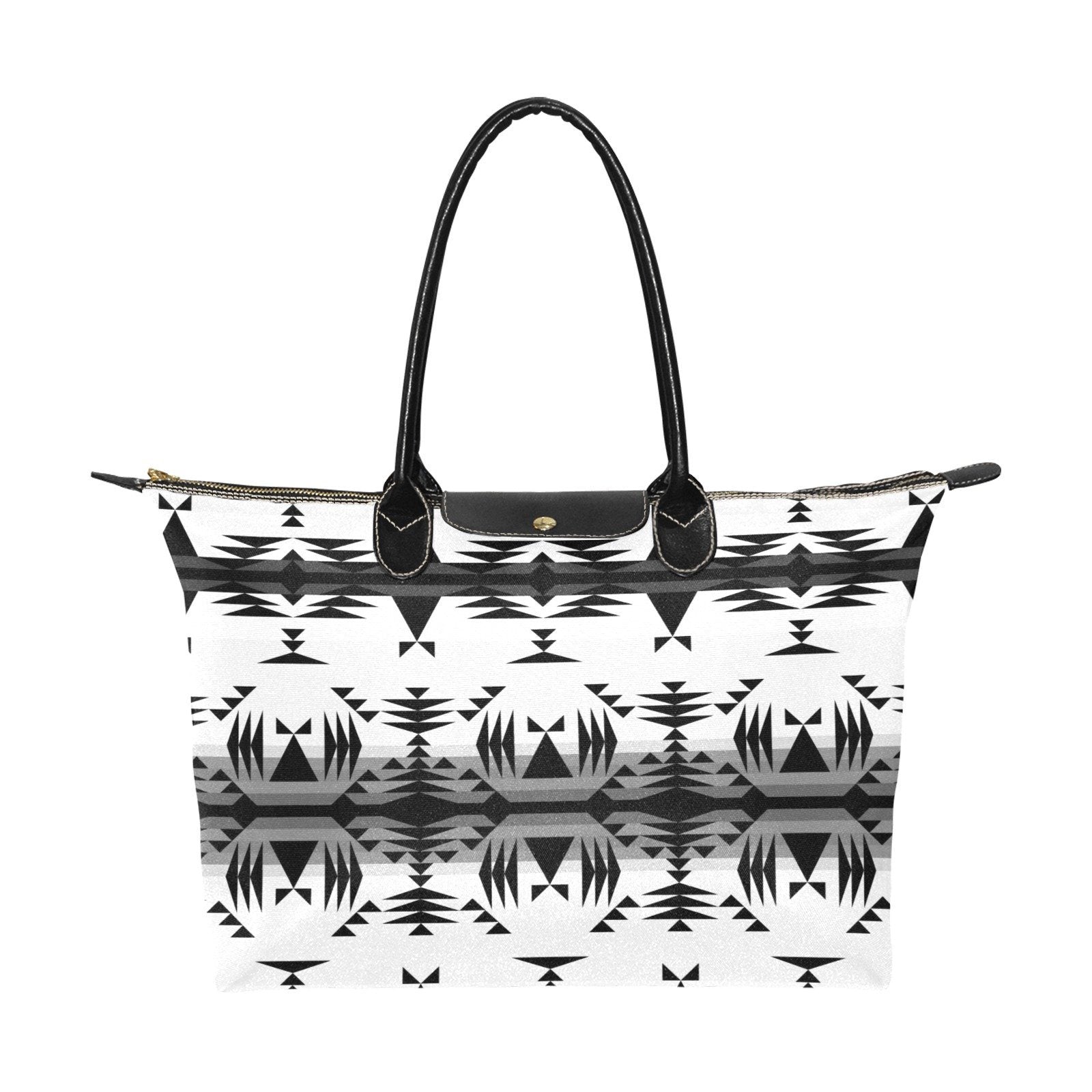 Between the Mountains White and Black Single-Shoulder Lady Handbag (Model 1714) bag e-joyer