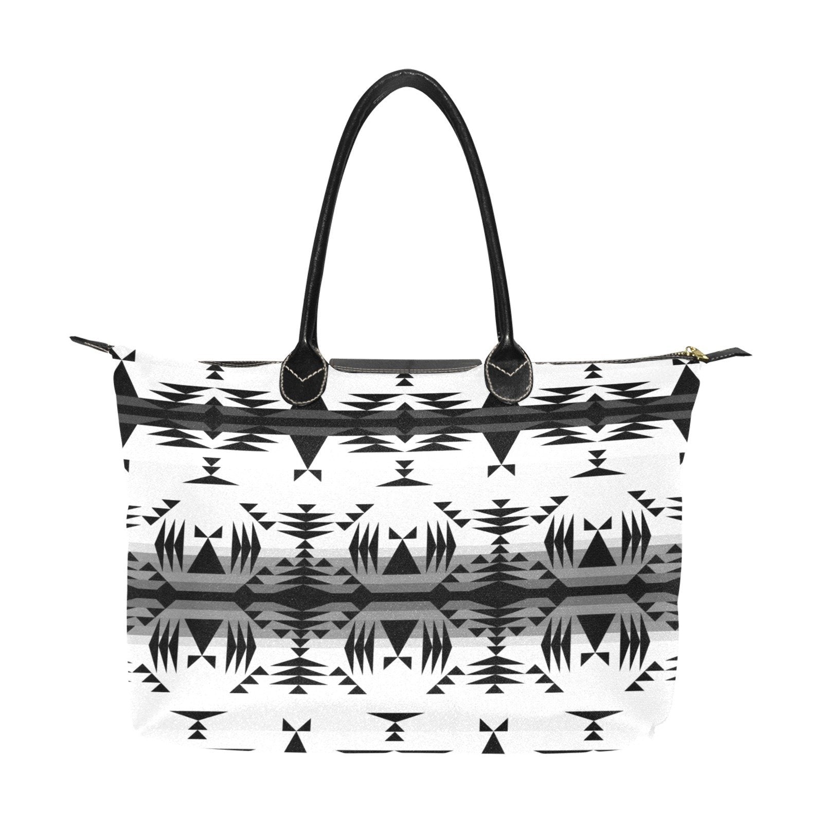 Between the Mountains White and Black Single-Shoulder Lady Handbag (Model 1714) bag e-joyer