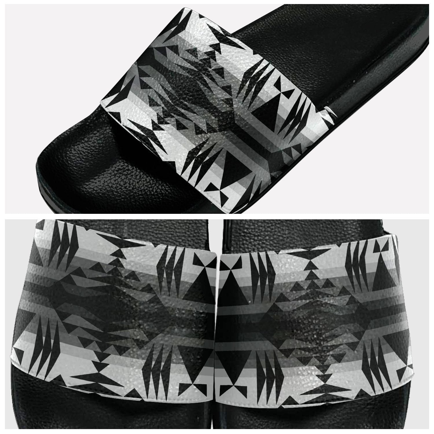 Between the Mountains White and Black Slide Sandals 49 Dzine