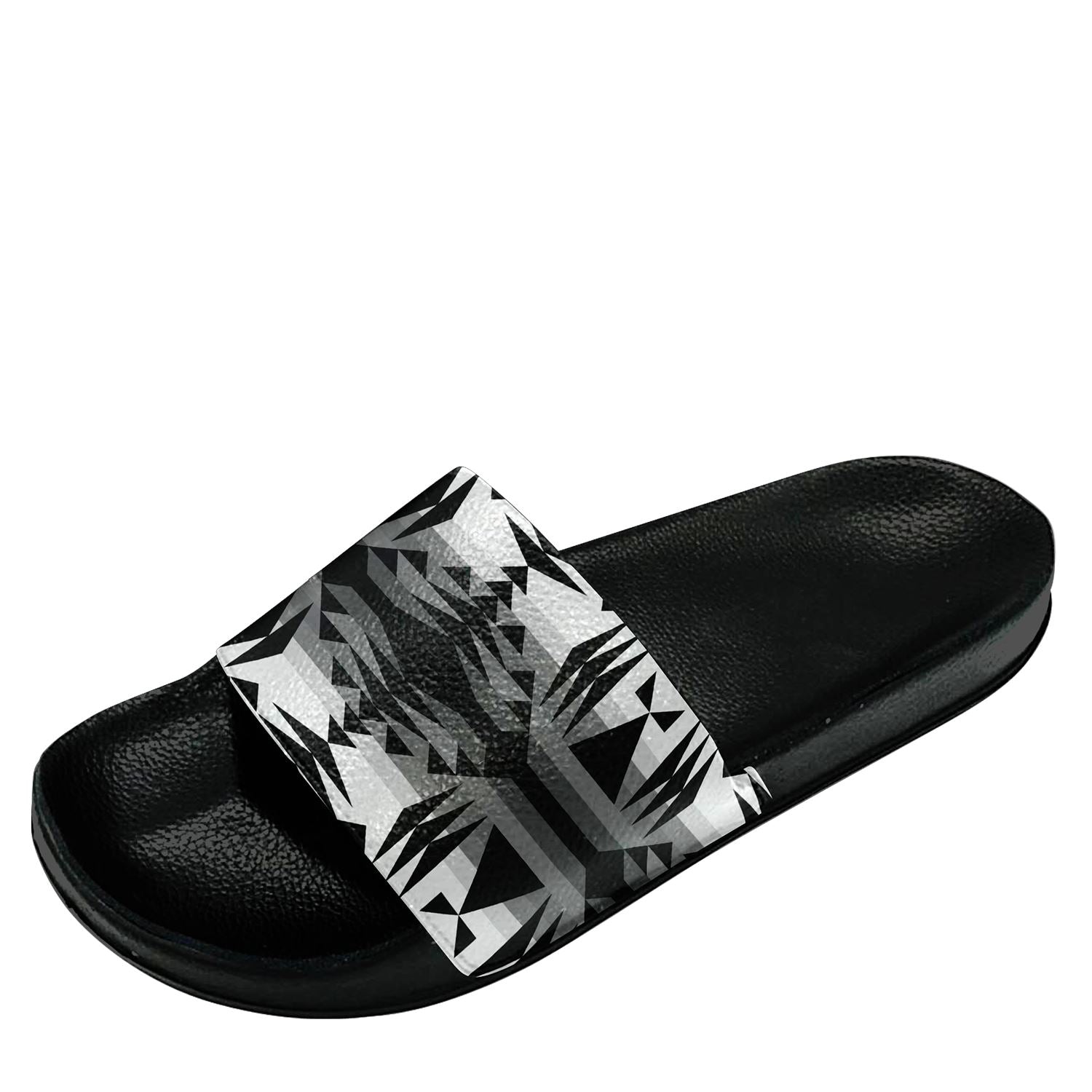 Between the Mountains White and Black Slide Sandals 49 Dzine