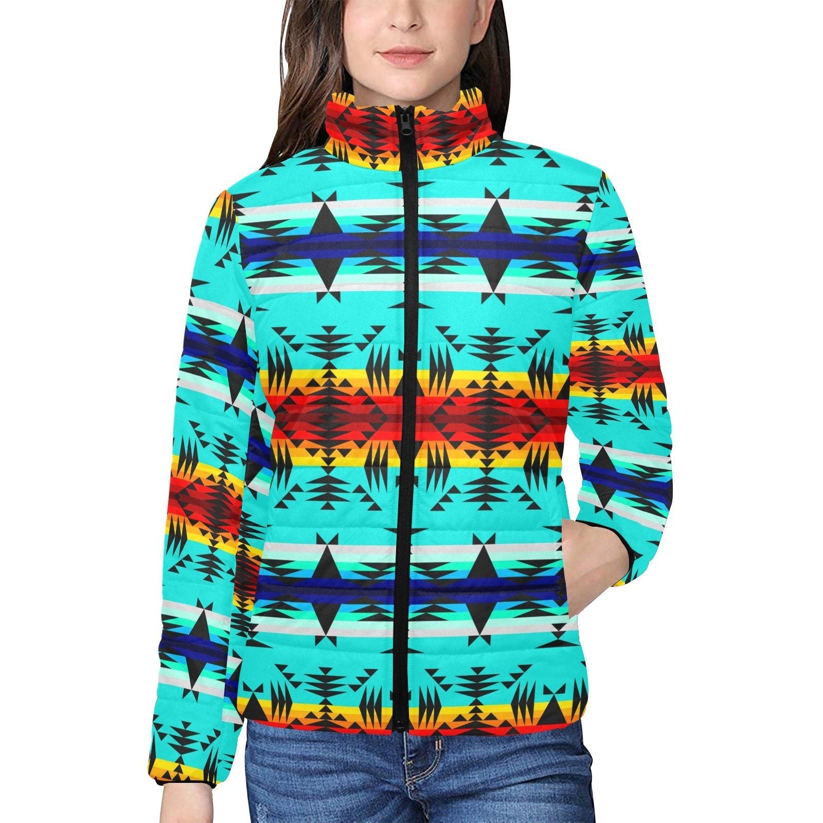 Between the Mountains Women's Stand Collar Padded Jacket (Model H41) jacket e-joyer