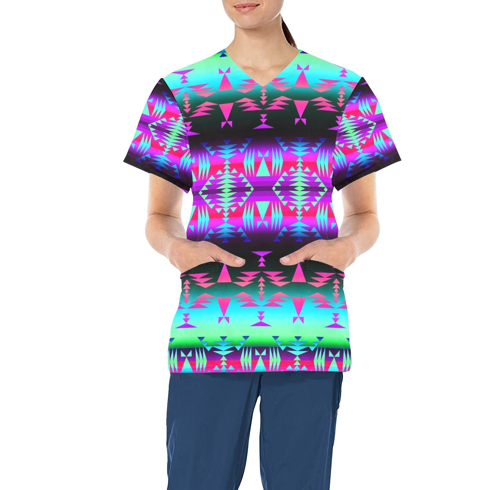 Between the Rocky Mountains All Over Print Scrub Top Scrub Top e-joyer 