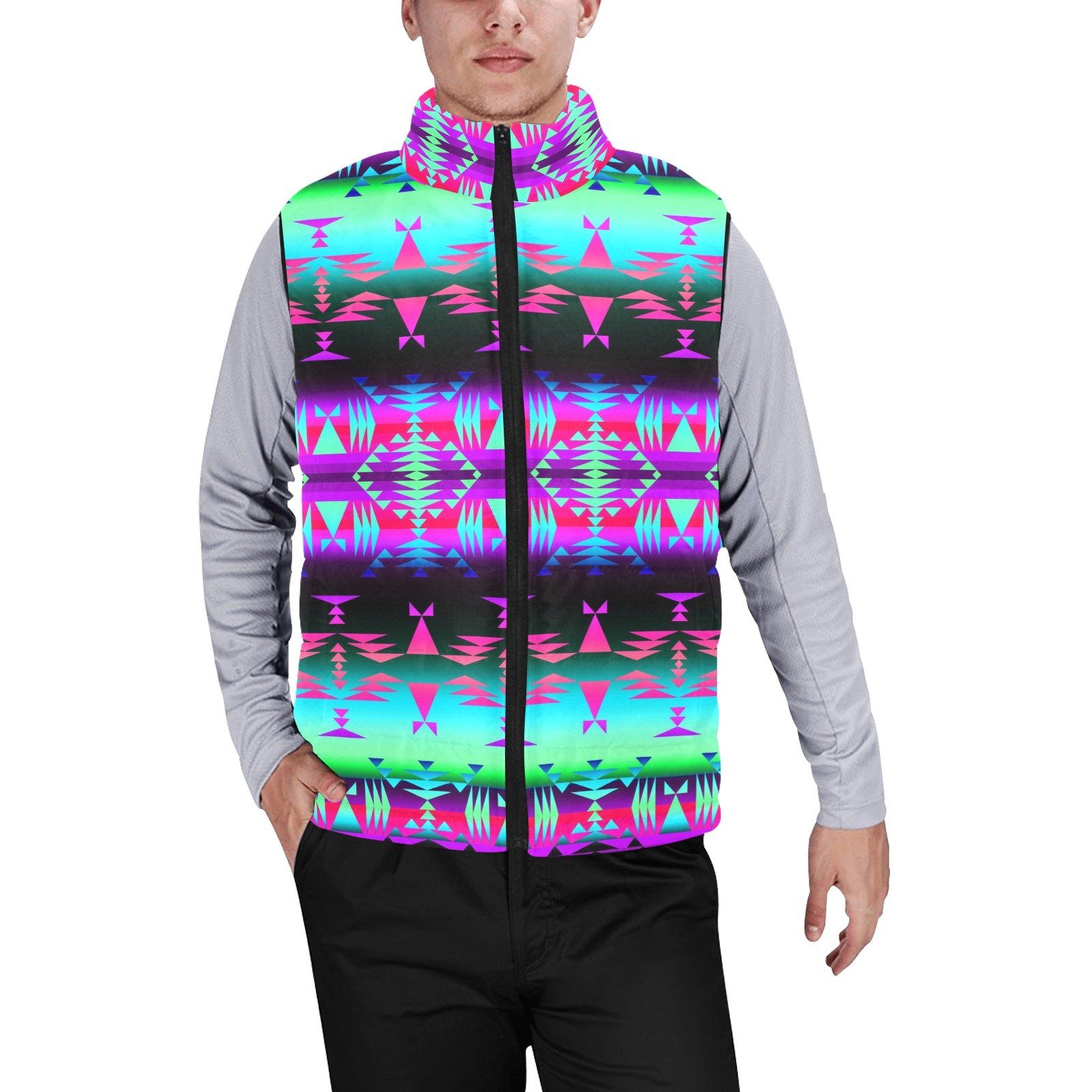 Between the Rocky Mountains Men's Padded Vest Jacket (Model H44) Men's Padded Vest Jacket (H44) e-joyer