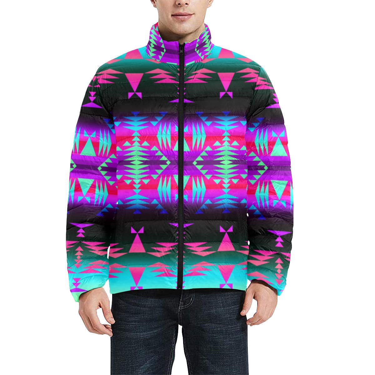 Between the Rocky Mountains Men's Stand Collar Padded Jacket (Model H41) Men's Stand Collar Padded Jacket (H41) e-joyer