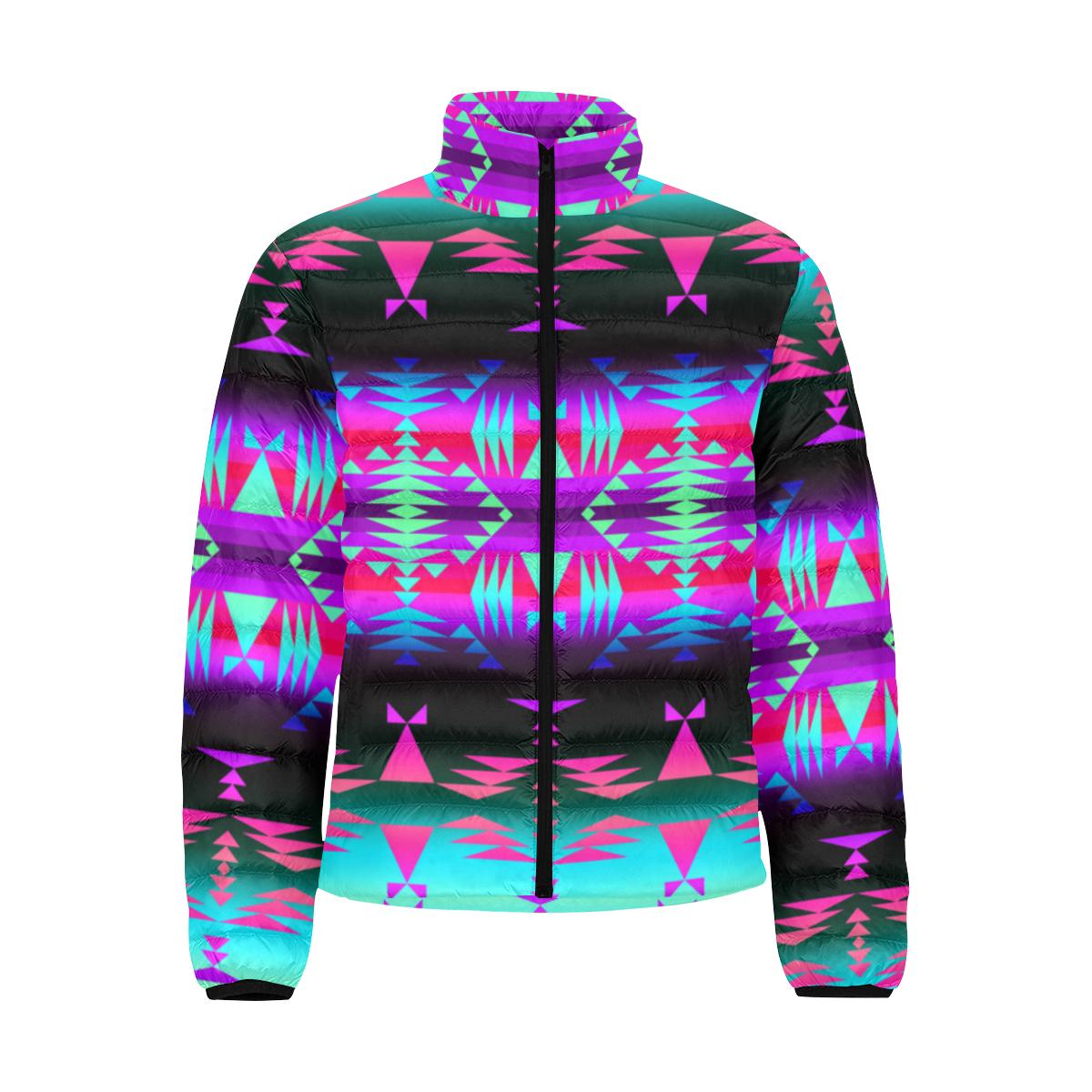 Between the Rocky Mountains Men's Stand Collar Padded Jacket (Model H41) Men's Stand Collar Padded Jacket (H41) e-joyer