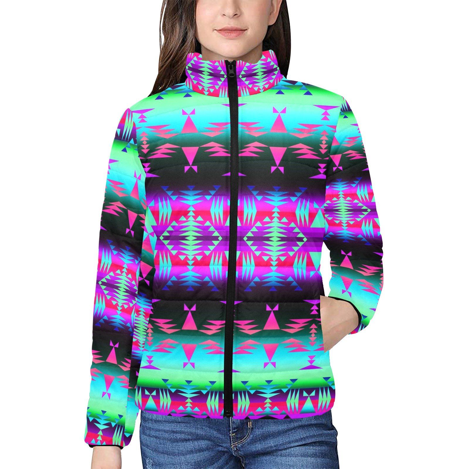 Between the Rocky Mountains Women's Stand Collar Padded Jacket (Model H41) jacket e-joyer