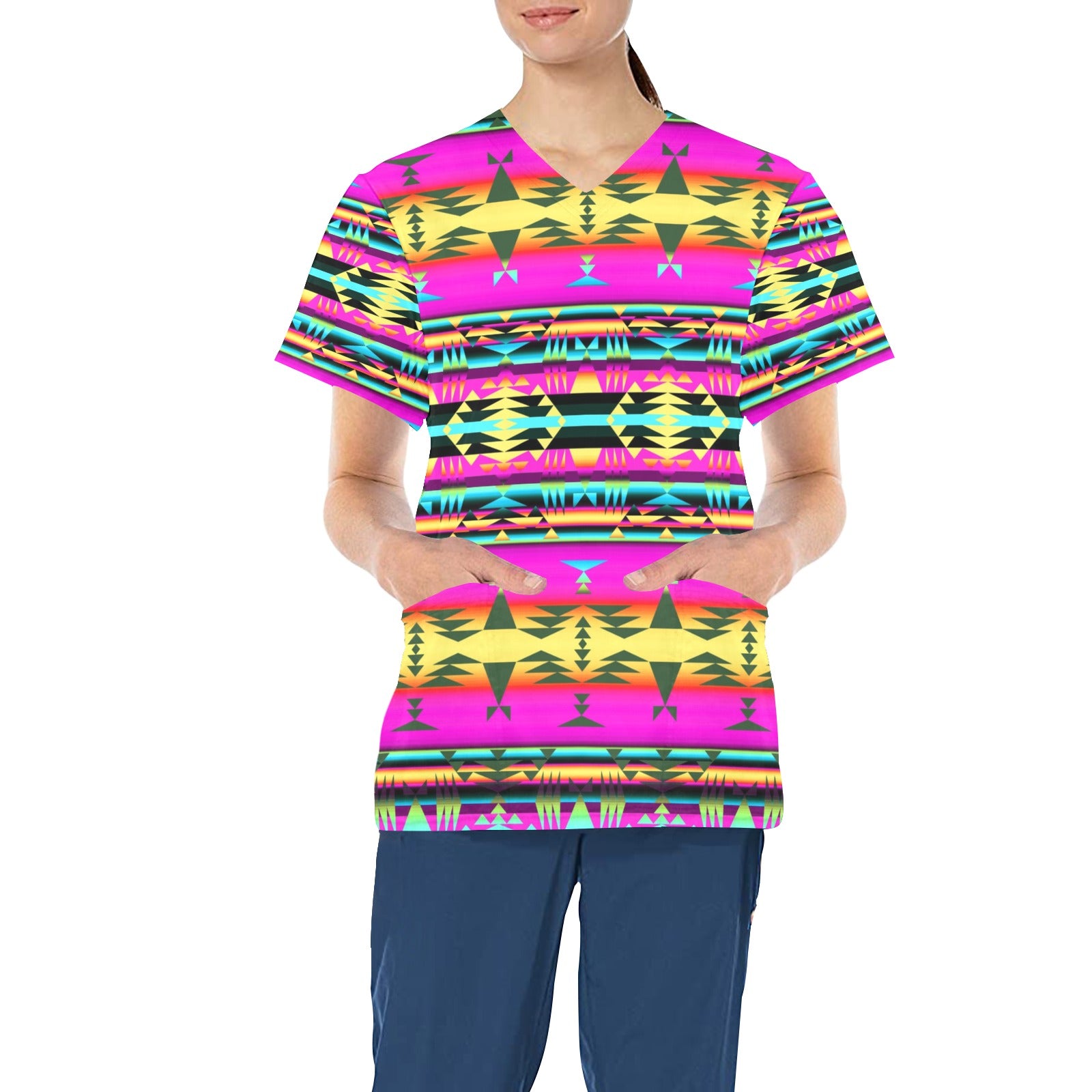 Between the Sunset Mountains All Over Print Scrub Top Scrub Top e-joyer 