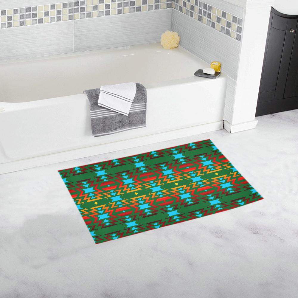 Big Pattern Fire Colors and Sky Green Bath Rug 16''x 28'' Bath Rug 16''x 28'' e-joyer