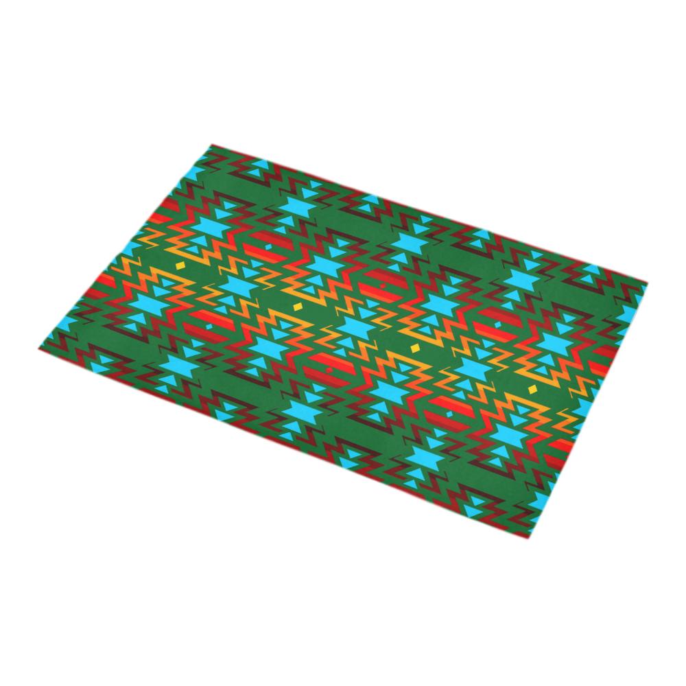 Big Pattern Fire Colors and Sky Green Bath Rug 16''x 28'' Bath Rug 16''x 28'' e-joyer