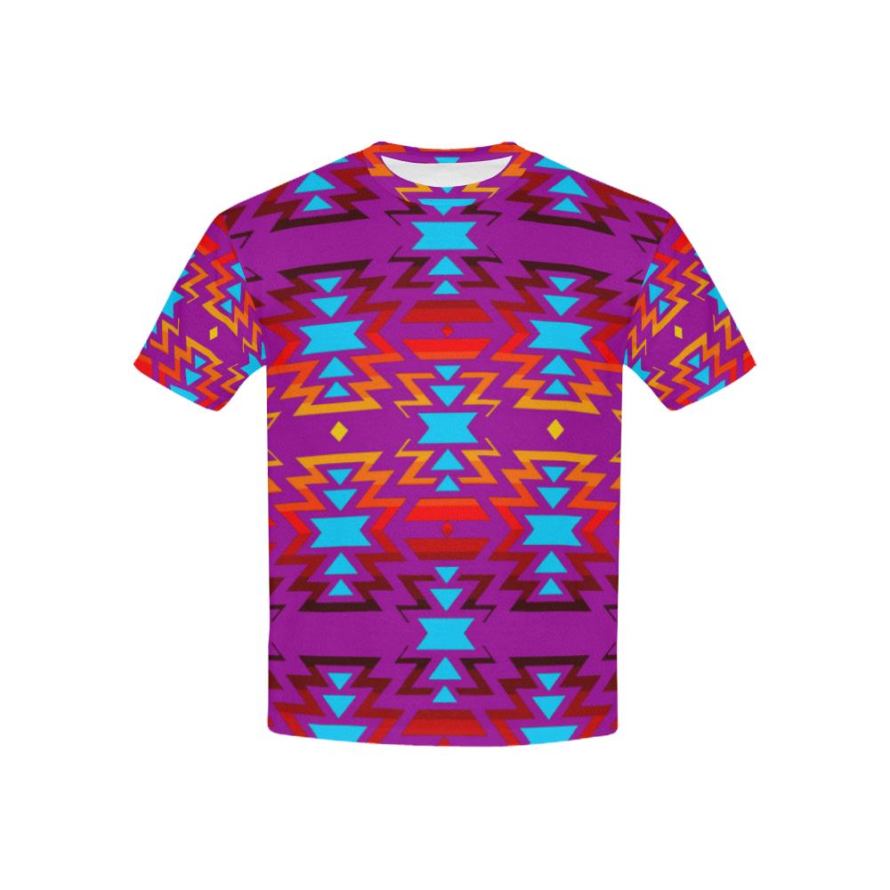Big Pattern Fire Colors and Sky Moon Shadow All Over Print T-shirt for Kid (USA Size) (Model T40) All Over Print T-shirt for Kid (T40) e-joyer