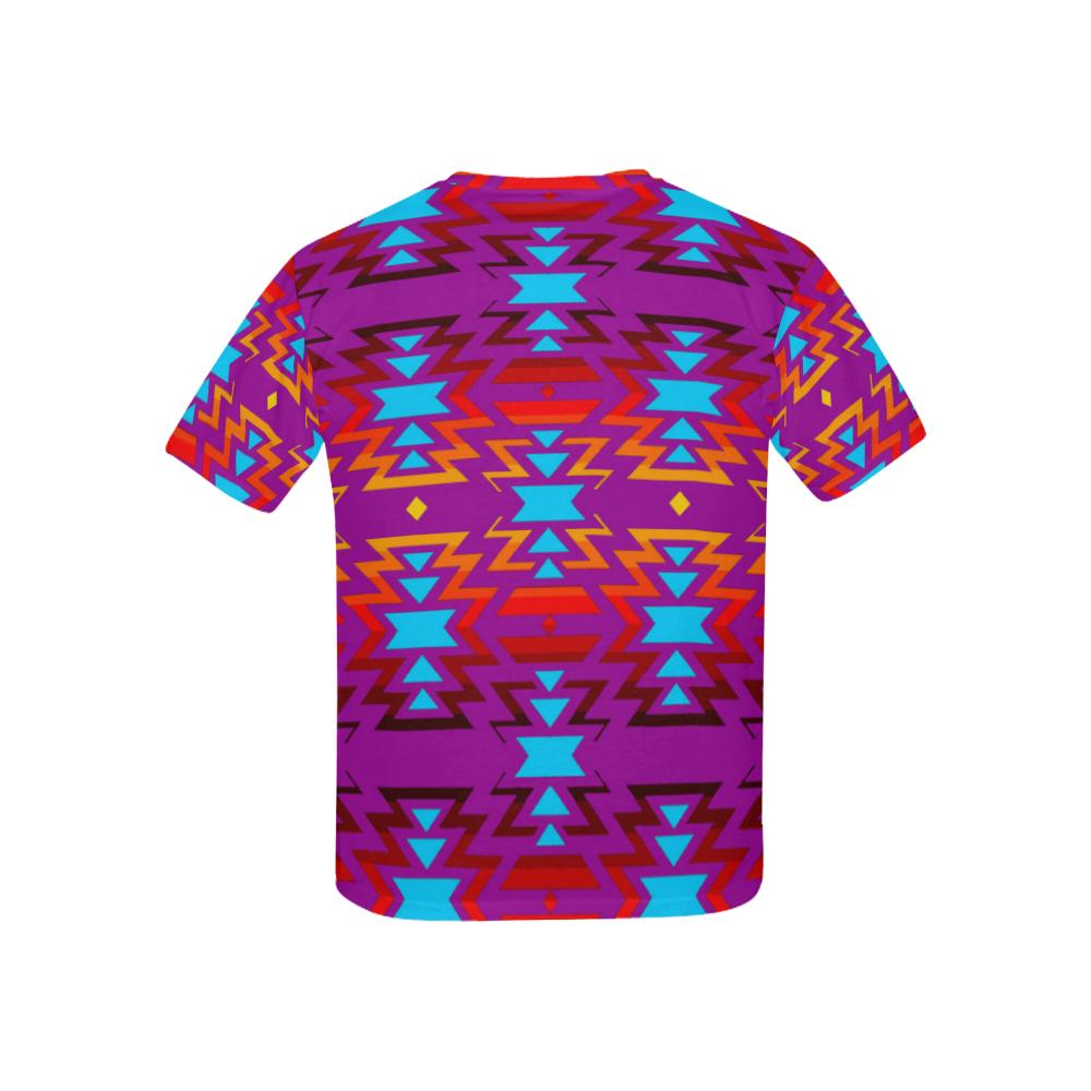 Big Pattern Fire Colors and Sky Moon Shadow All Over Print T-shirt for Kid (USA Size) (Model T40) All Over Print T-shirt for Kid (T40) e-joyer