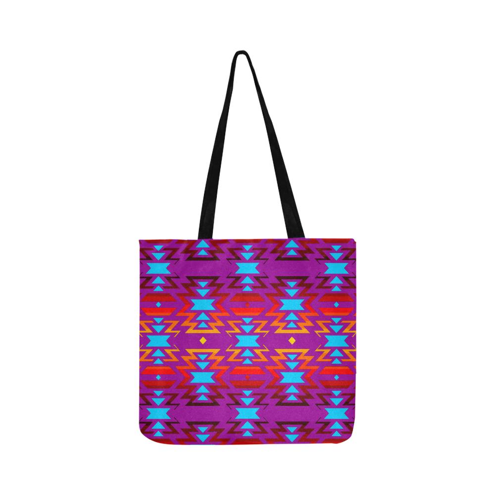 Big Pattern Fire Colors and Sky purple Reusable Shopping Bag Model 1660 (Two sides) Shopping Tote Bag (1660) e-joyer