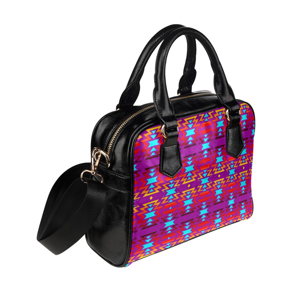 Big Pattern Fire Colors and Turquoise purple 2 Shoulder Handbag (Model 1634) Shoulder Handbags (1634) e-joyer