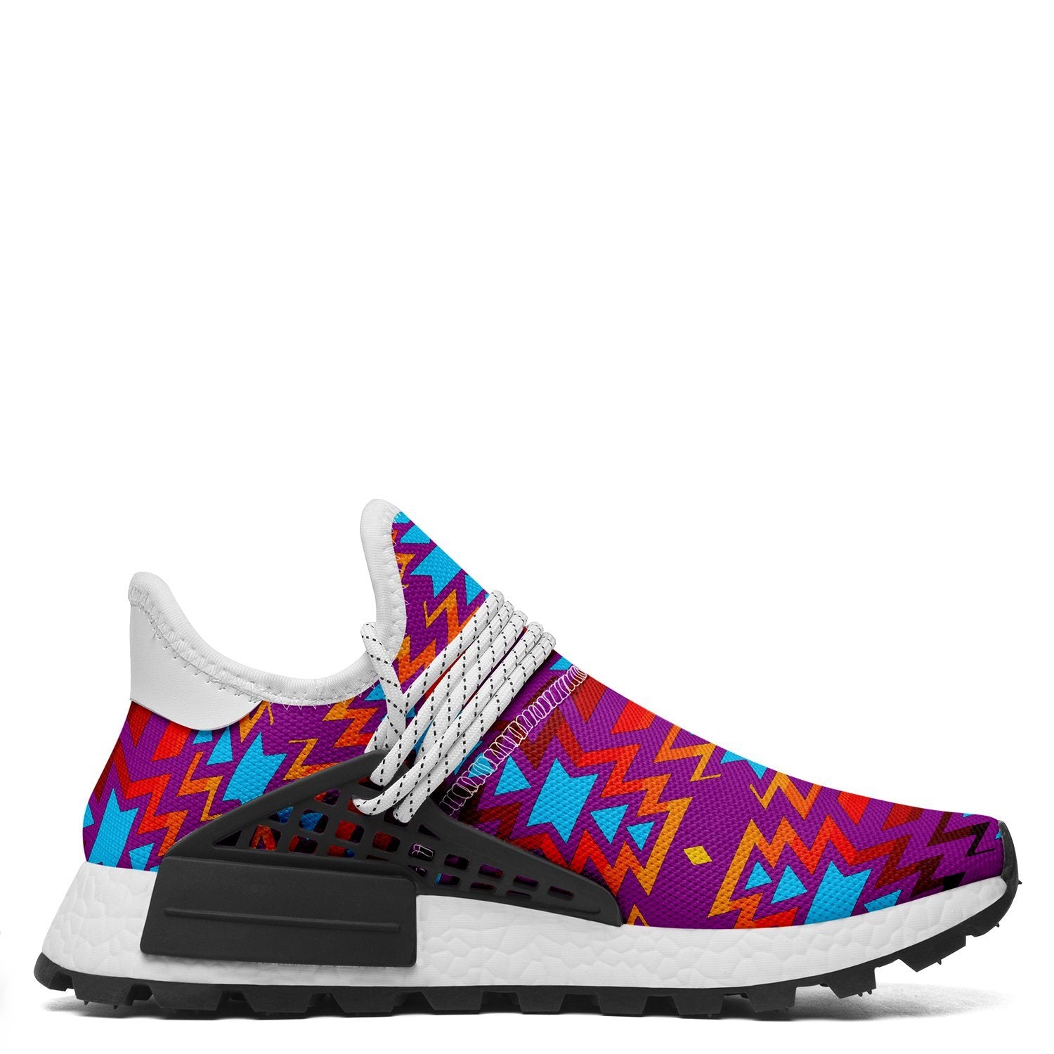 Big Pattern Fire Colors and Turquoise Purple Okaki Sneakers Shoes 49 Dzine