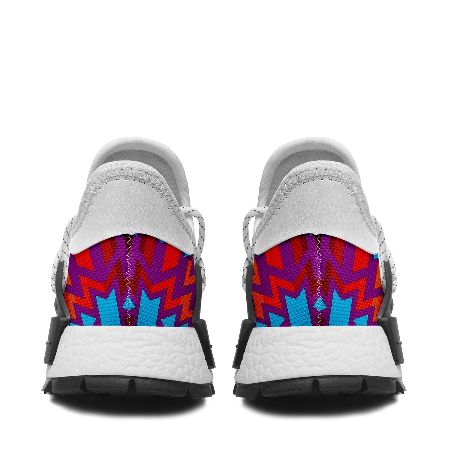 Big Pattern Fire Colors and Turquoise Purple Okaki Sneakers Shoes 49 Dzine