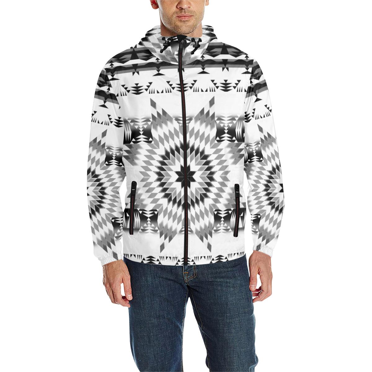 Black and White Star Quilt All Over Print Quilted Windbreaker for Men (Model H35) All Over Print Quilted Windbreaker for Men (H35) e-joyer 