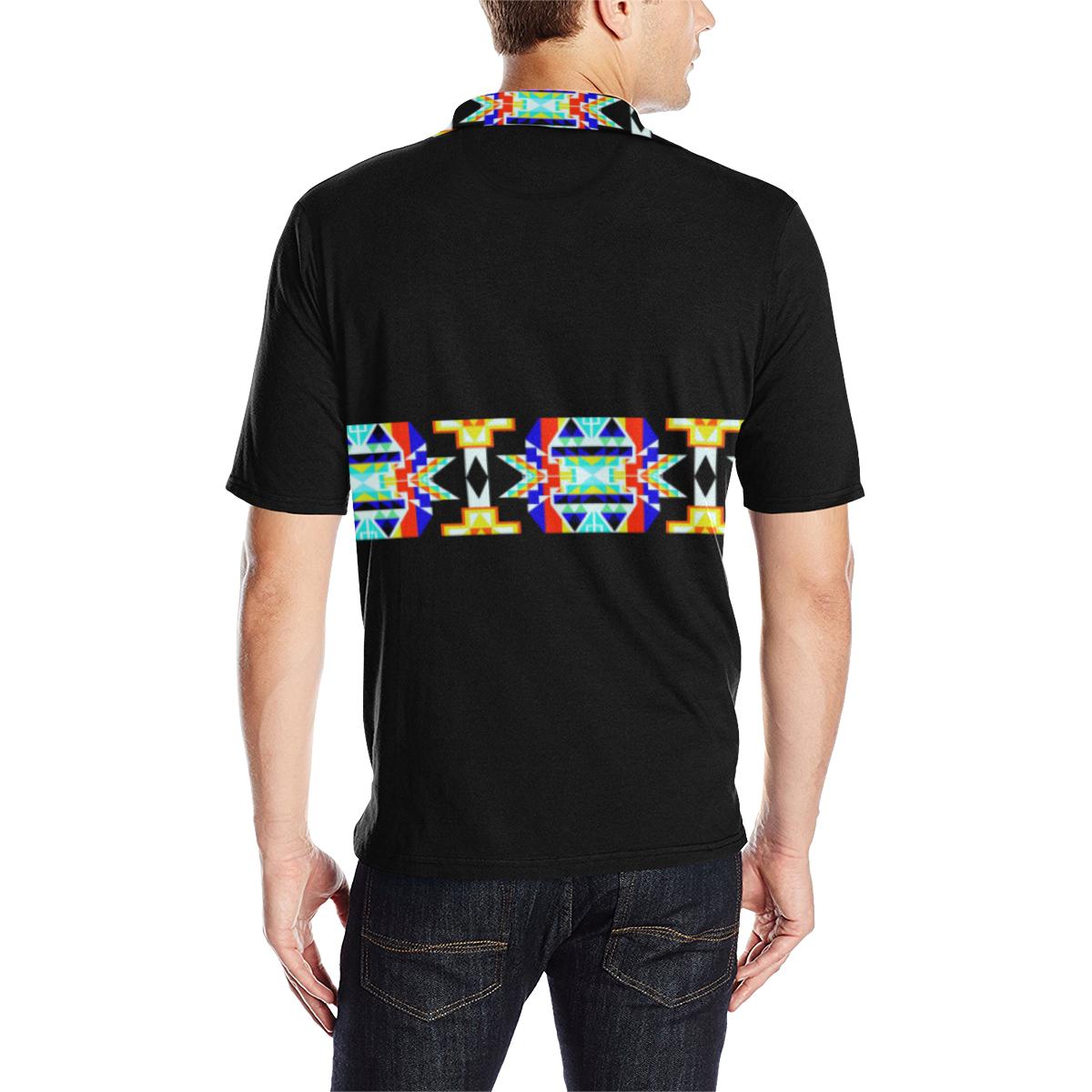 Black Blanket Strip - I Men's All Over Print Polo Shirt (Model T55) Men's Polo Shirt (Model T55) e-joyer