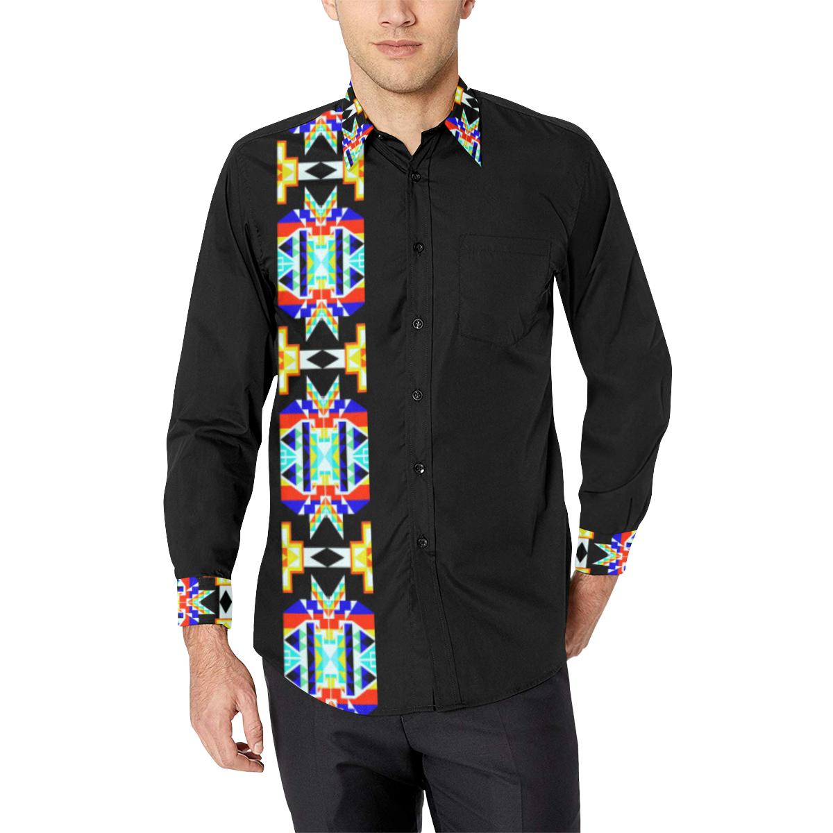Black Blanket Strip II Men's All Over Print Casual Dress Shirt (Model T61) Men's Dress Shirt (T61) e-joyer