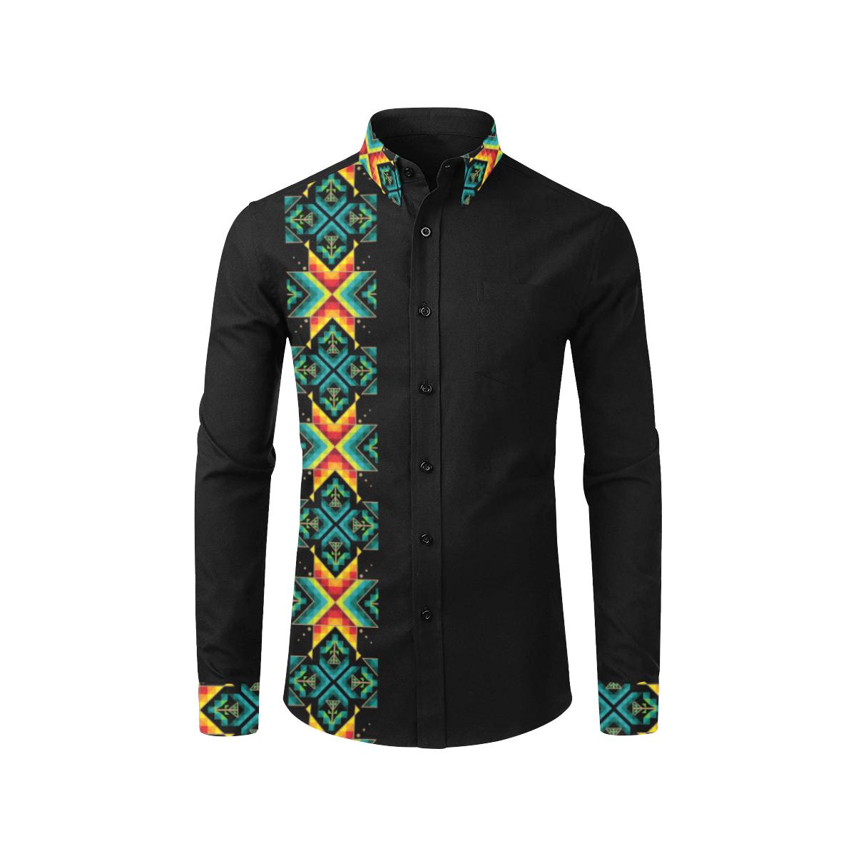 Black Blanket Strip Men's All Over Print Casual Dress Shirt (Model T61) Men's Dress Shirt (T61) e-joyer