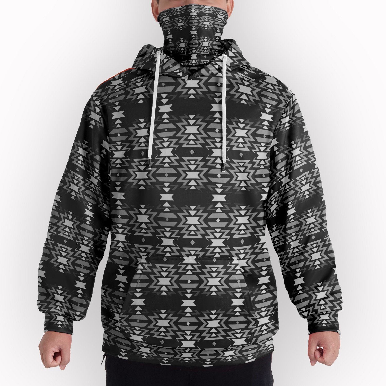 Black Fire Hoodie with Face Cover