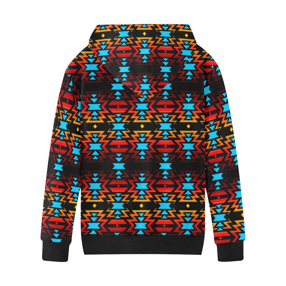 Black Fire and Sky Kids' All Over Print Hoodie (Model H38) Kids' AOP Hoodie (H38) e-joyer