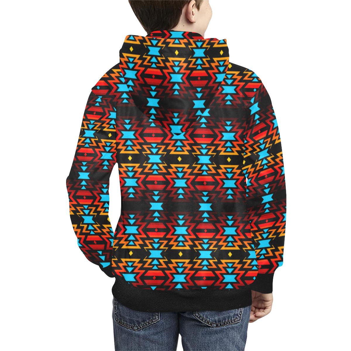 Black Fire and Sky Kids' All Over Print Hoodie (Model H38) Kids' AOP Hoodie (H38) e-joyer 