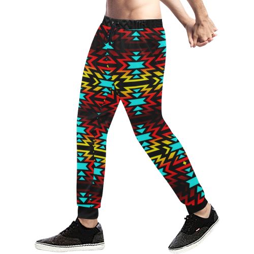 Black Fire and Sky Men's All Over Print Sweatpants (Model L11) Men's All Over Print Sweatpants (L11) e-joyer
