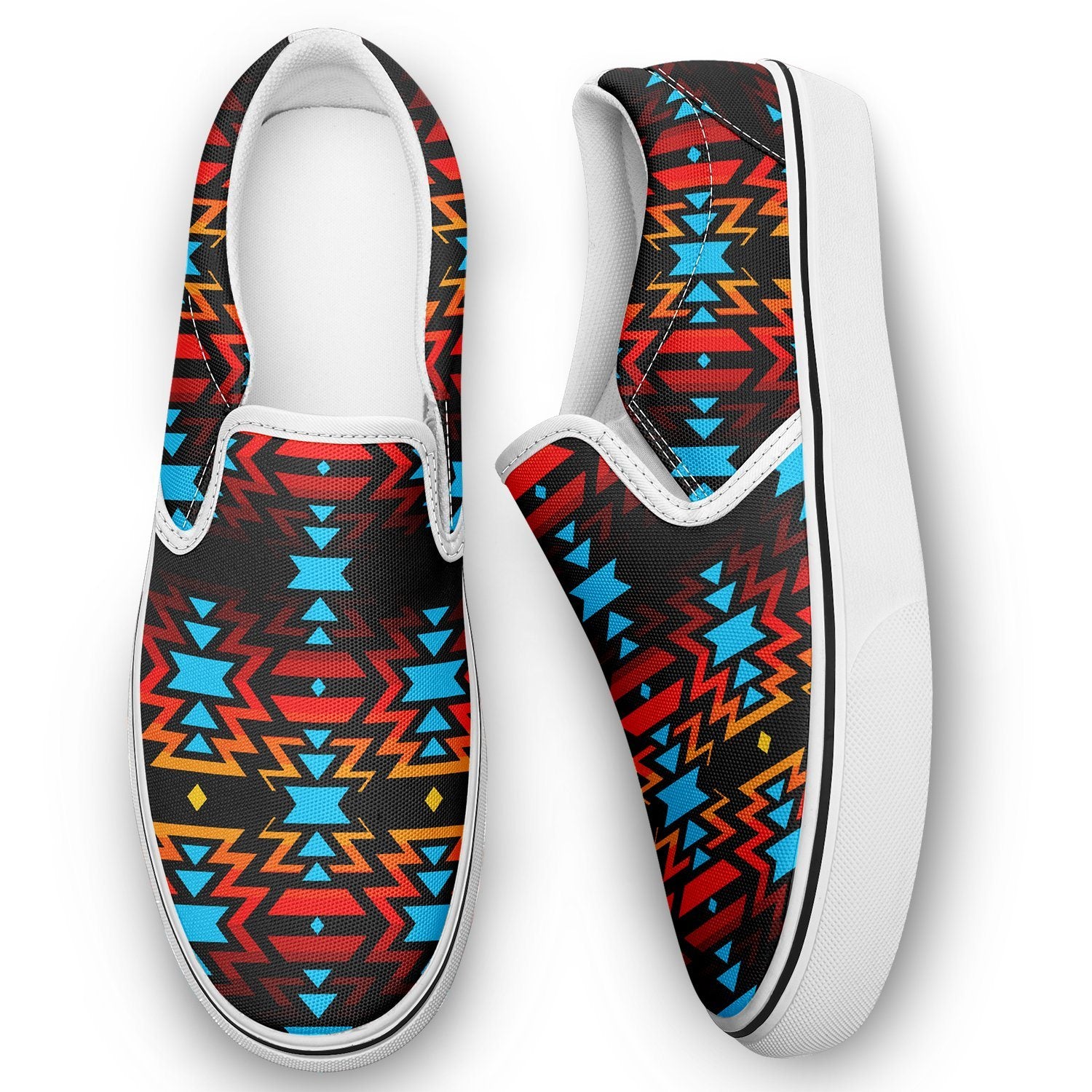 Black Fire and Sky Otoyimm Canvas Slip On Shoes 49 Dzine