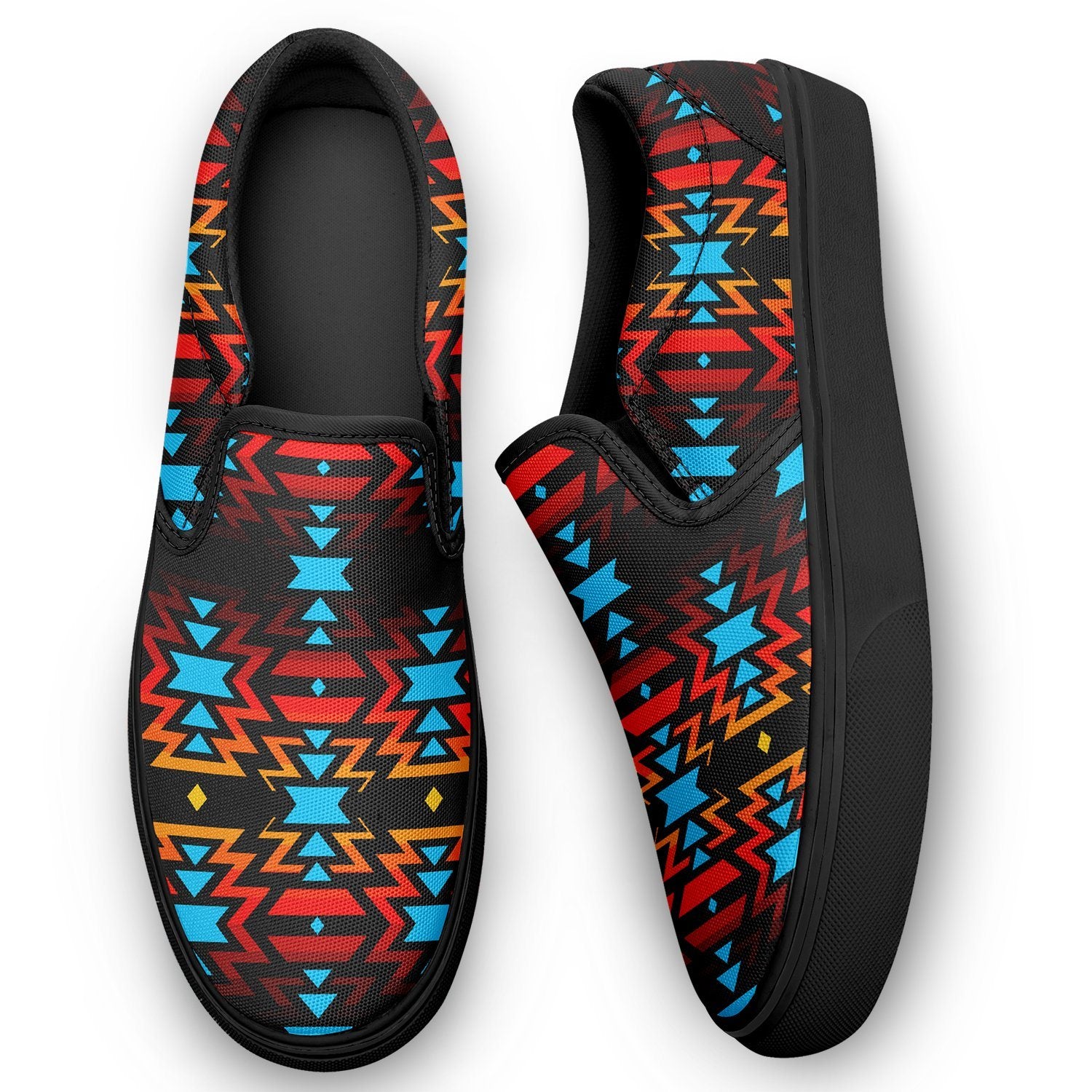 Black Fire and Sky Otoyimm Canvas Slip On Shoes 49 Dzine