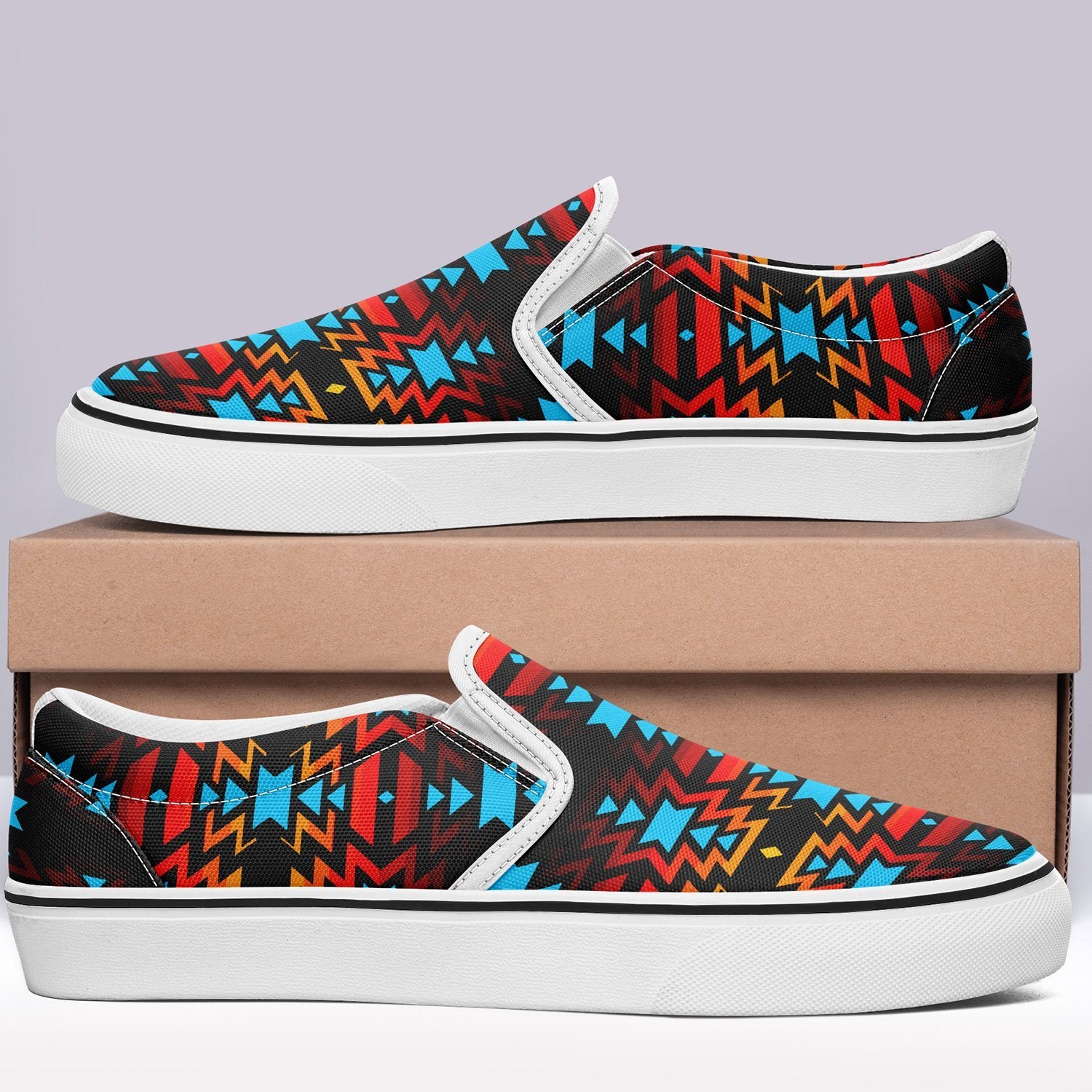 Black Fire and Sky Otoyimm Canvas Slip On Shoes 49 Dzine
