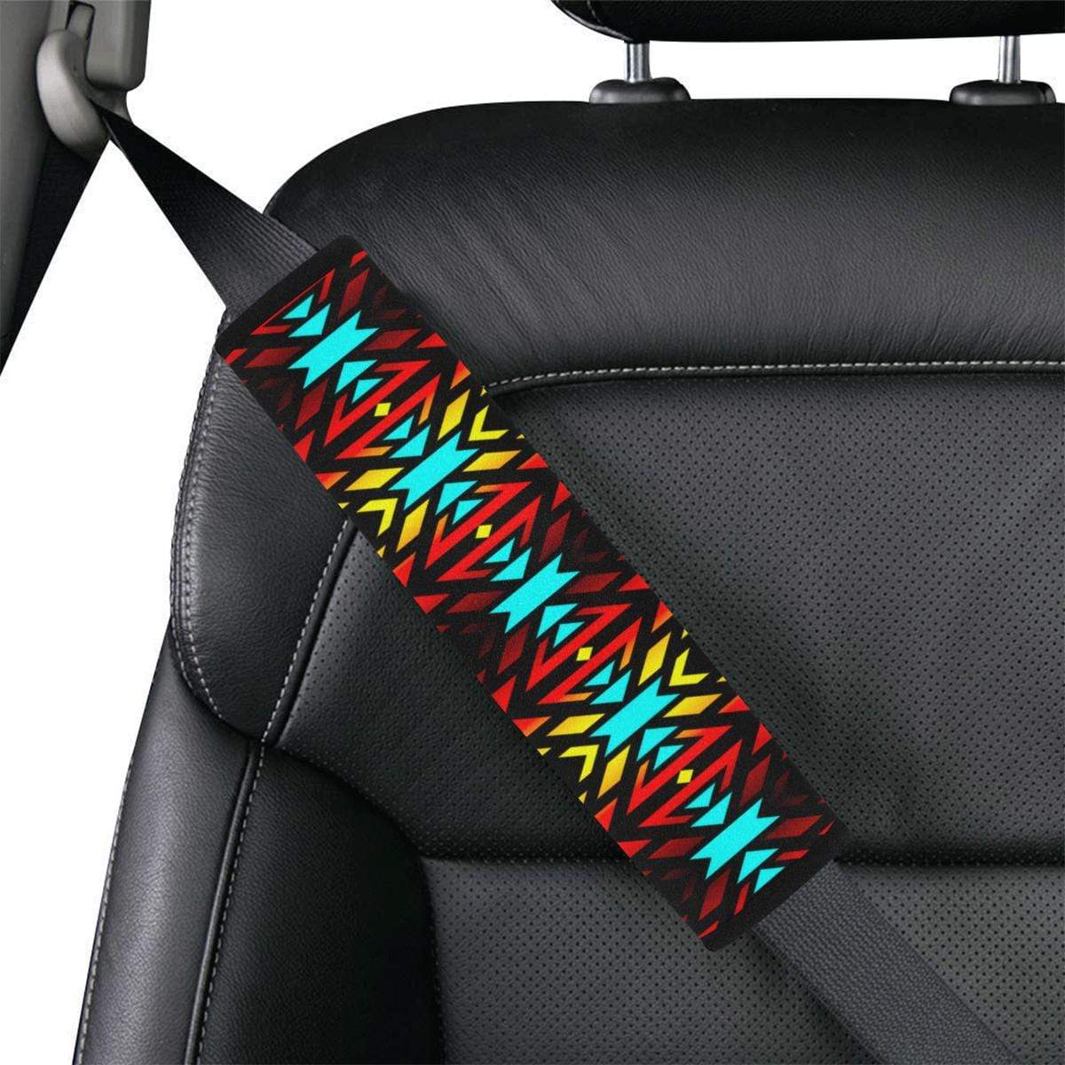Black Fire and Turquoise Car Seat Belt Cover 7''x12.6'' Car Seat Belt Cover 7''x12.6'' e-joyer