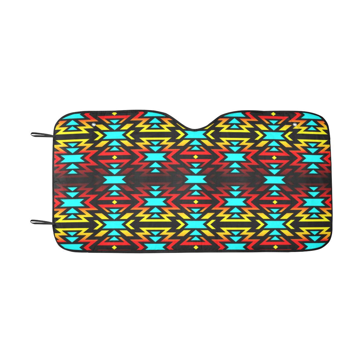 Black Fire and Turquoise Car Sun Shade 55"x30" Car Sun Shade e-joyer
