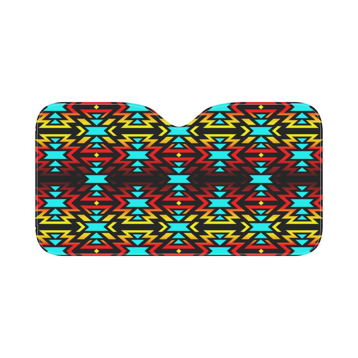 Black Fire and Turquoise Car Sun Shade 55"x30" Car Sun Shade e-joyer