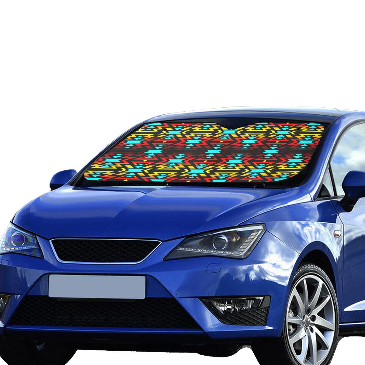 Black Fire and Turquoise Car Sun Shade 55"x30" Car Sun Shade e-joyer