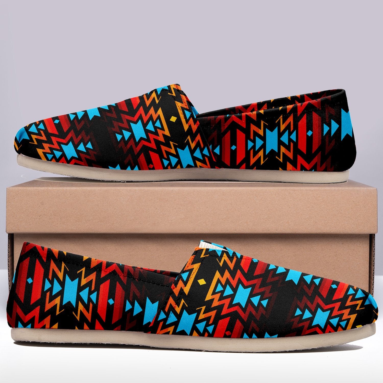 Black Fire and Turquoise Casual Unisex Slip On Shoe Herman