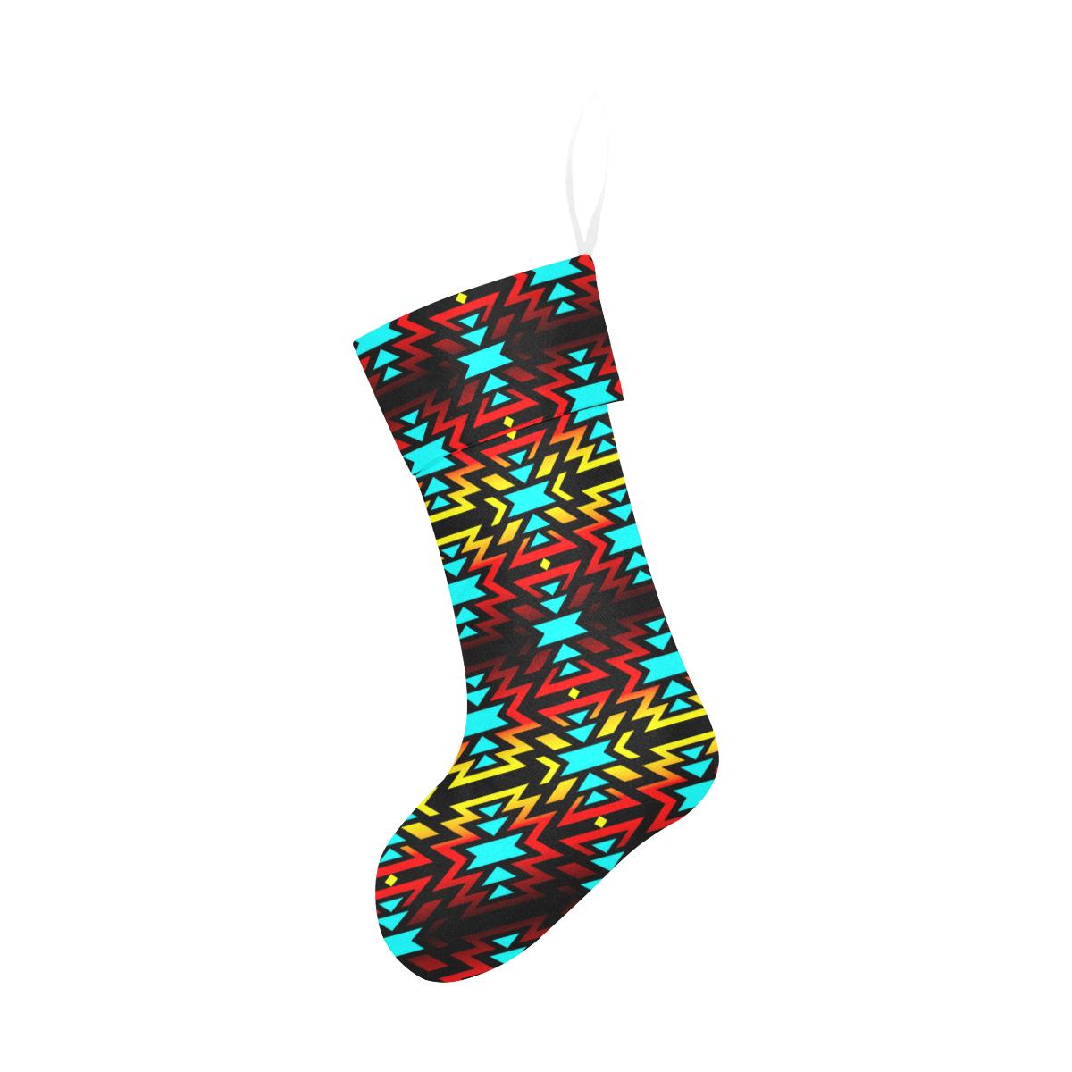 Black Fire and Turquoise Christmas Stocking holiday stocking e-joyer