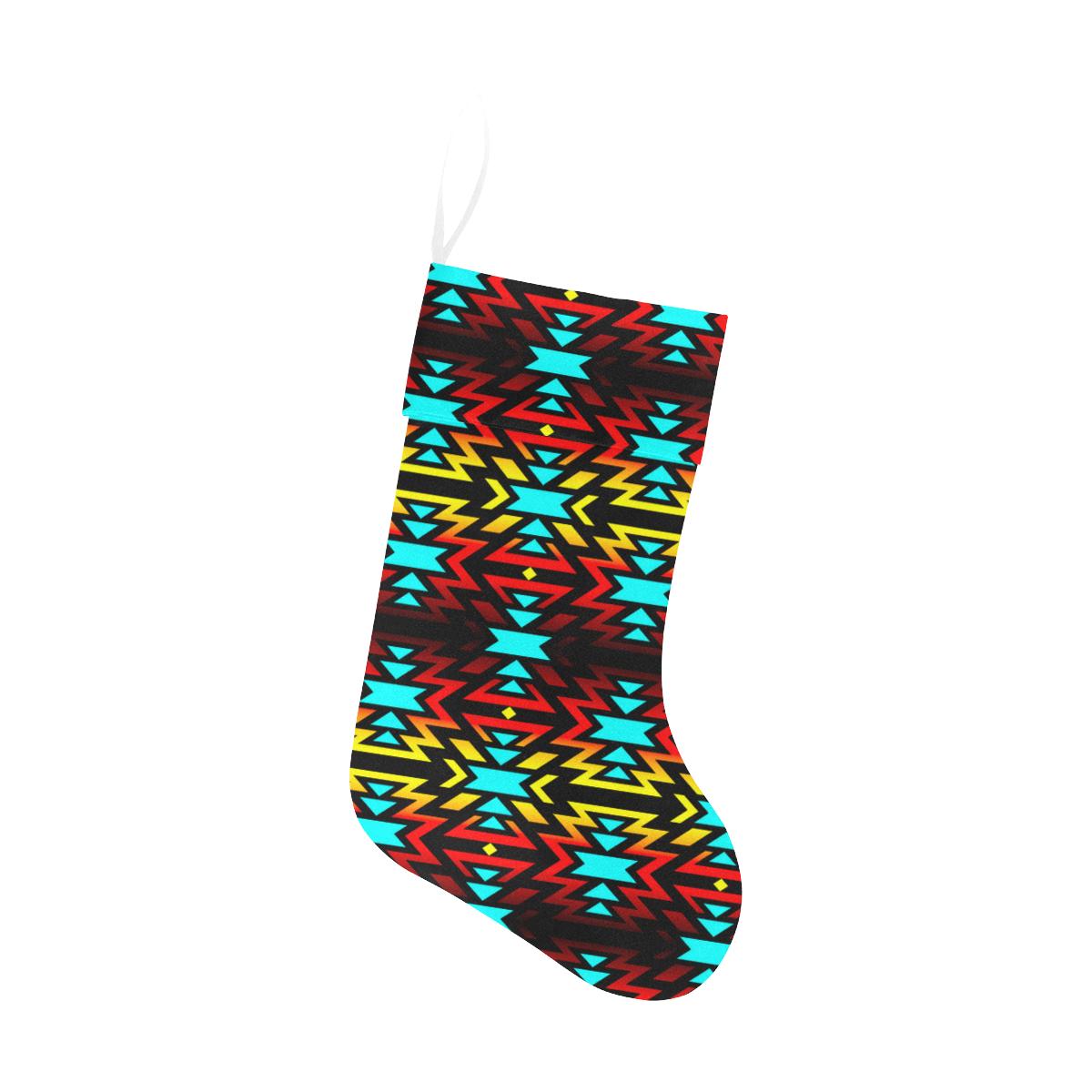Black Fire and Turquoise Christmas Stocking holiday stocking e-joyer