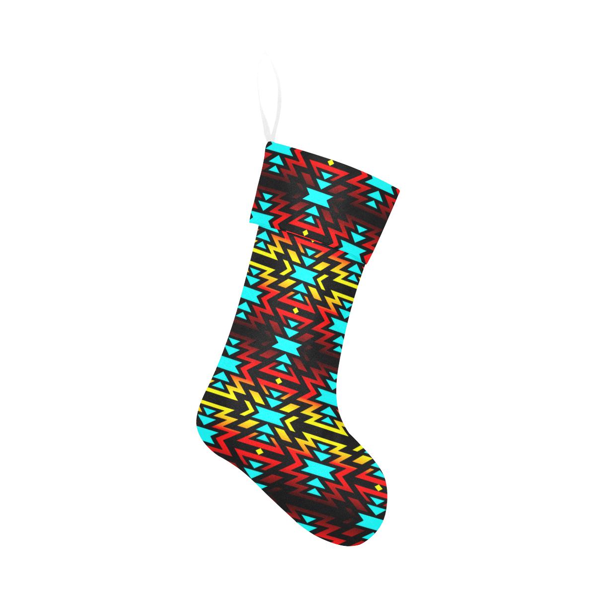 Black Fire and Turquoise Christmas Stocking holiday stocking e-joyer