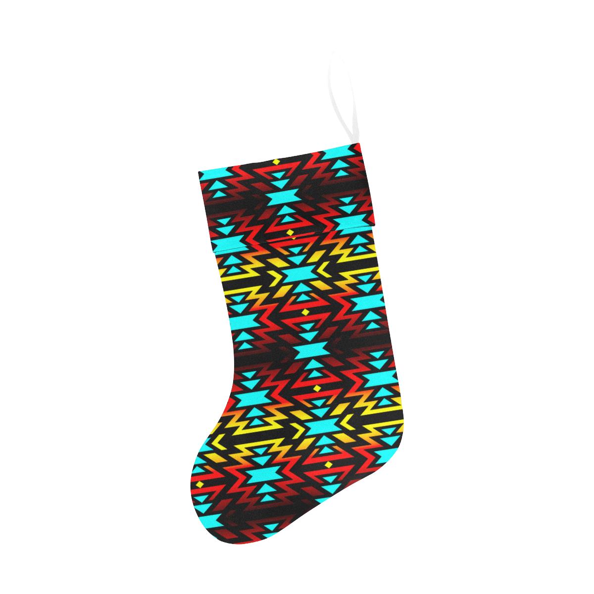 Black Fire and Turquoise Christmas Stocking holiday stocking e-joyer