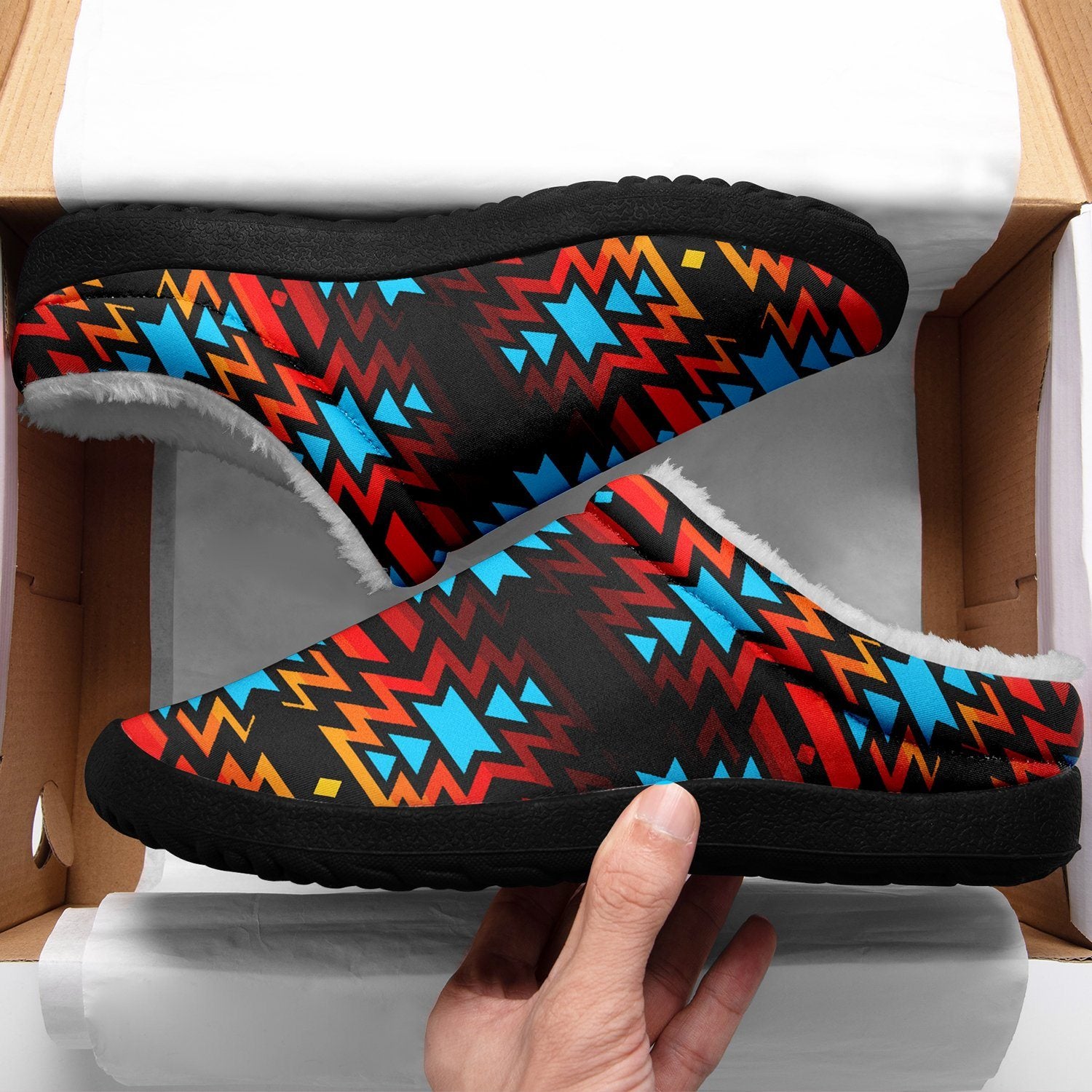 Black Fire and Turquoise Ikinnii Indoor Slipper 49 Dzine