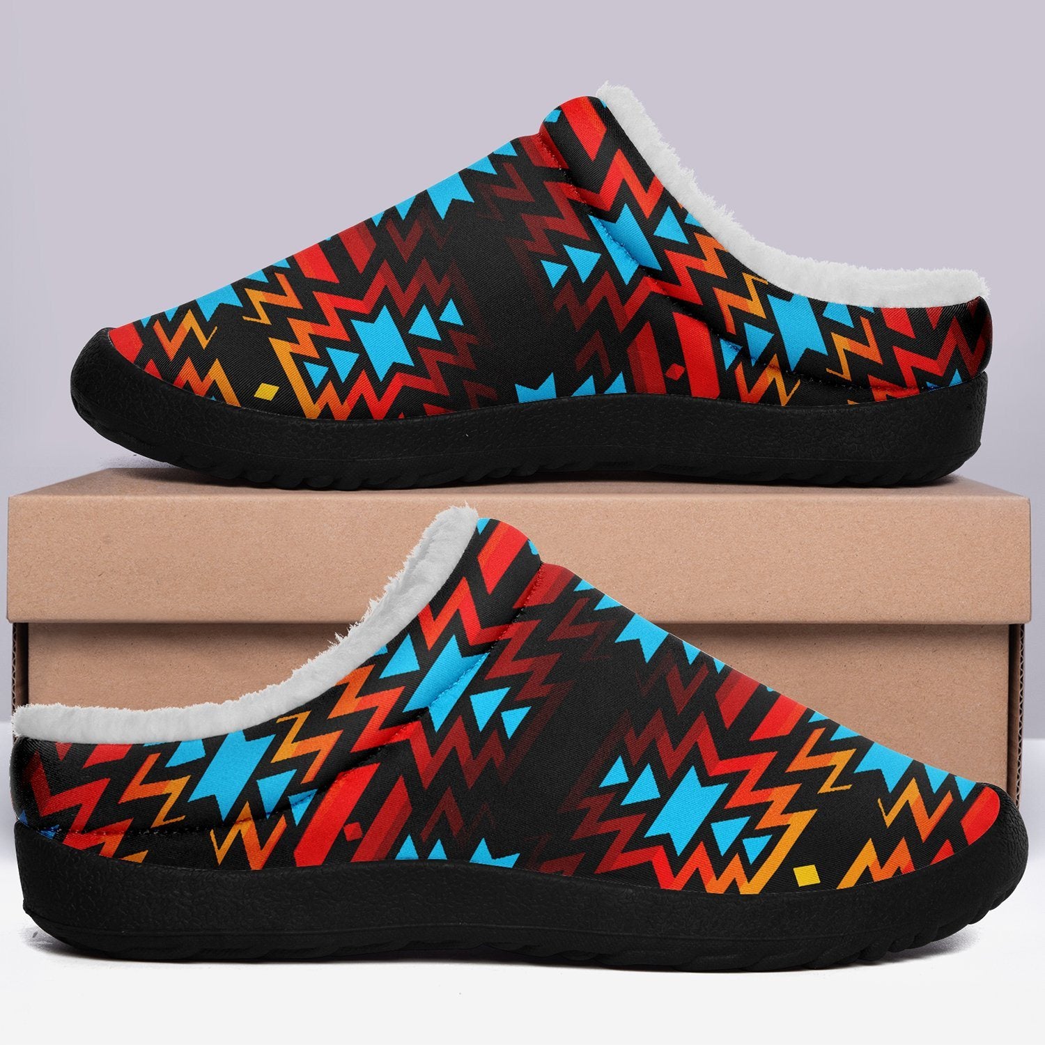 Black Fire and Turquoise Ikinnii Indoor Slipper 49 Dzine