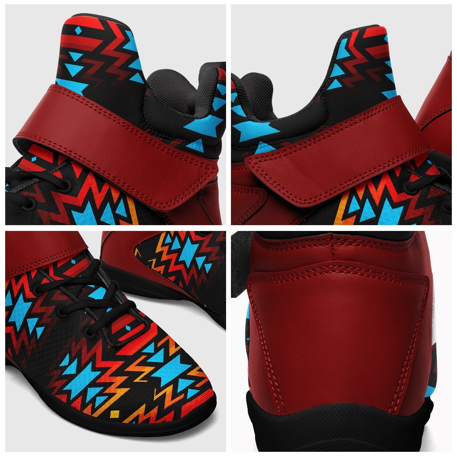 Black Fire and Turquoise Ipottaa Basketball / Sport High Top Shoes 49 Dzine