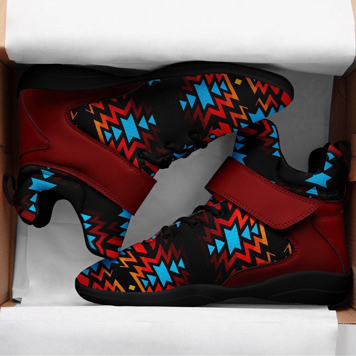 Black Fire and Turquoise Ipottaa Basketball / Sport High Top Shoes 49 Dzine