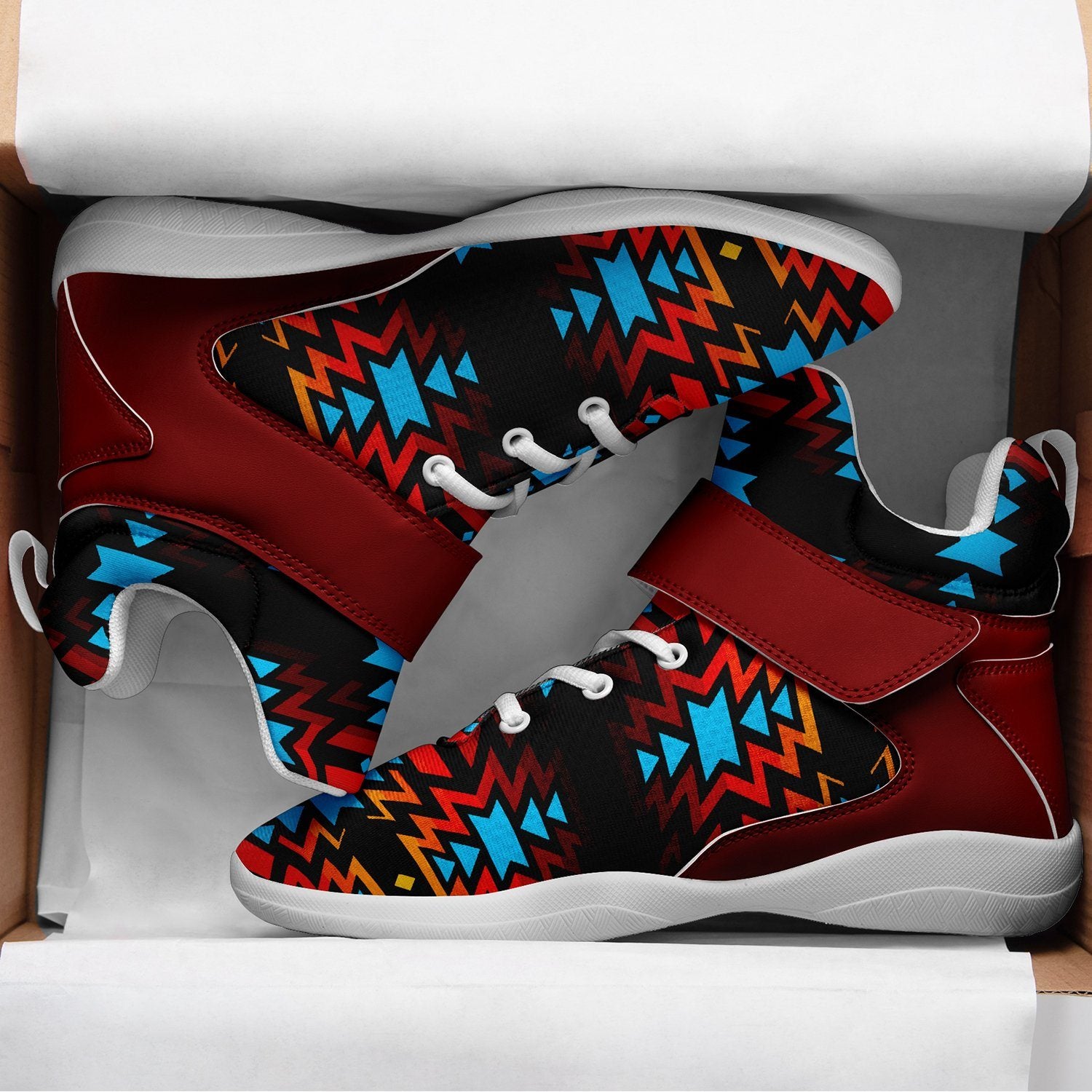 Black Fire and Turquoise Ipottaa Basketball / Sport High Top Shoes 49 Dzine