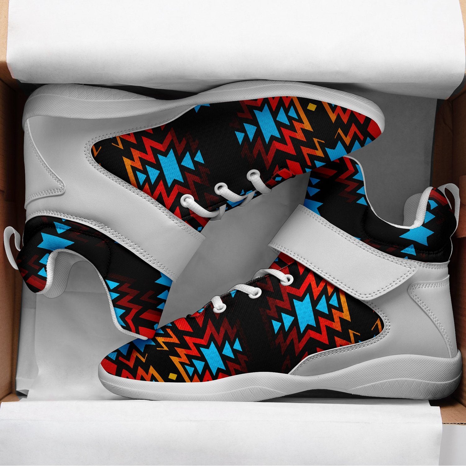 Black Fire and Turquoise Ipottaa Basketball / Sport High Top Shoes 49 Dzine
