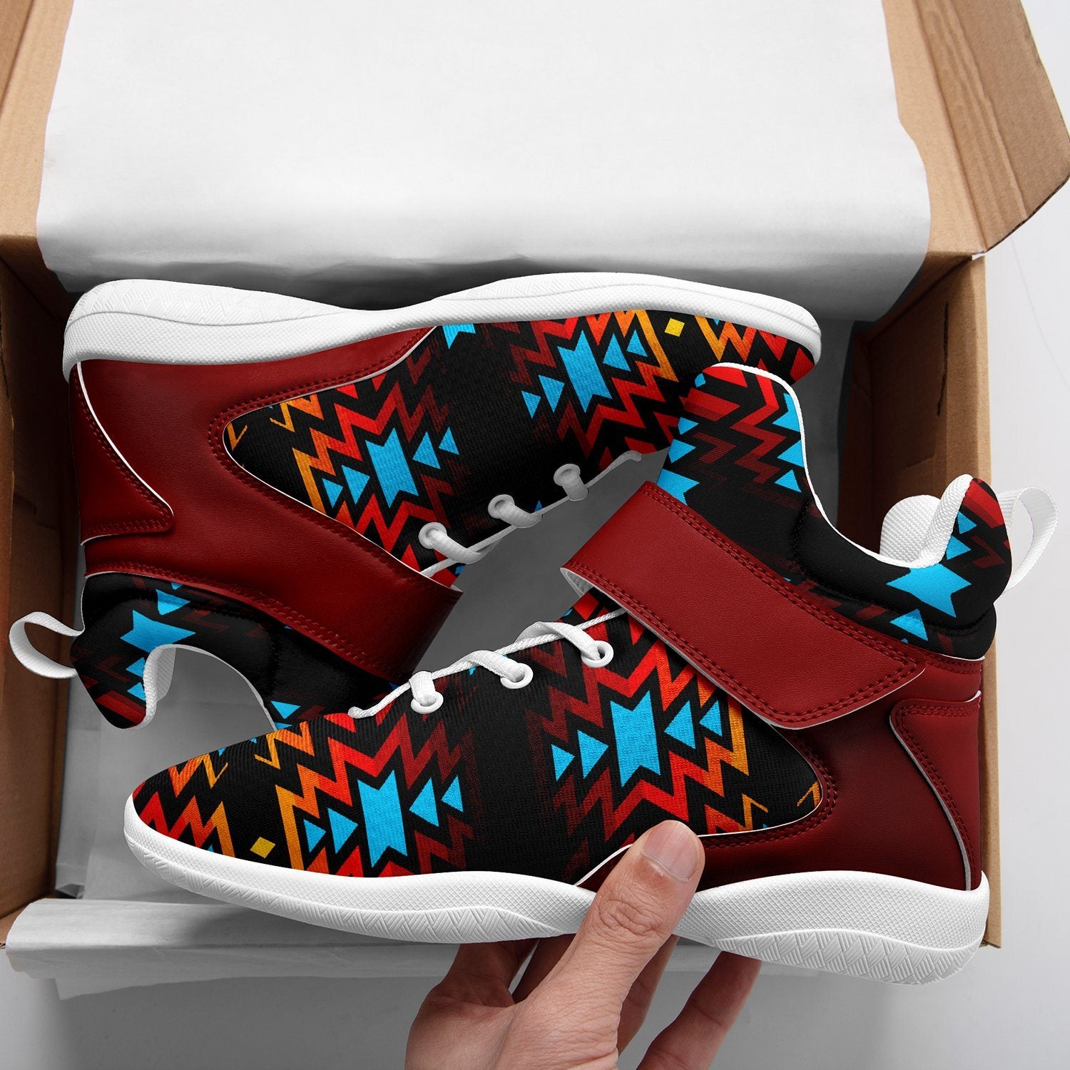 Black Fire and Turquoise Ipottaa Basketball / Sport High Top Shoes 49 Dzine