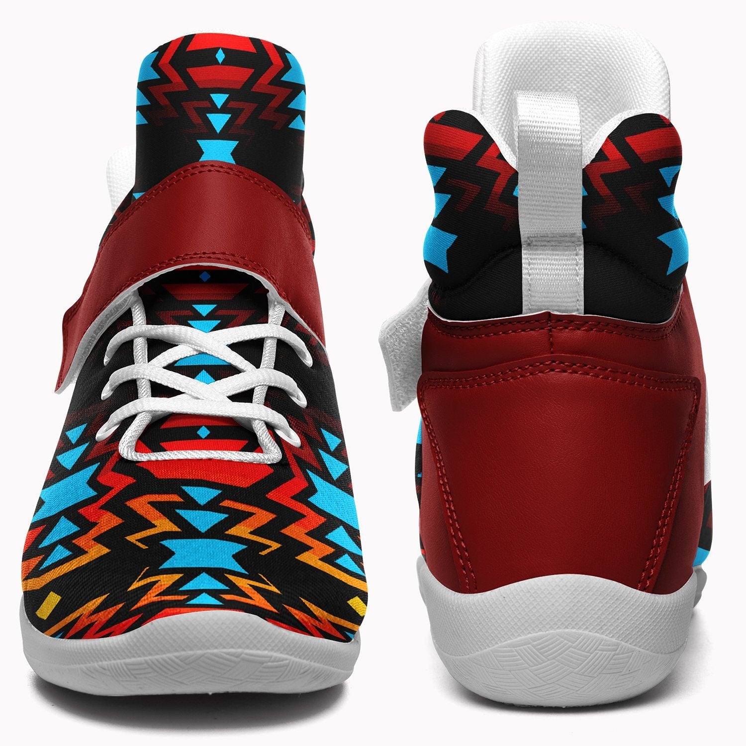 Black Fire and Turquoise Ipottaa Basketball / Sport High Top Shoes 49 Dzine