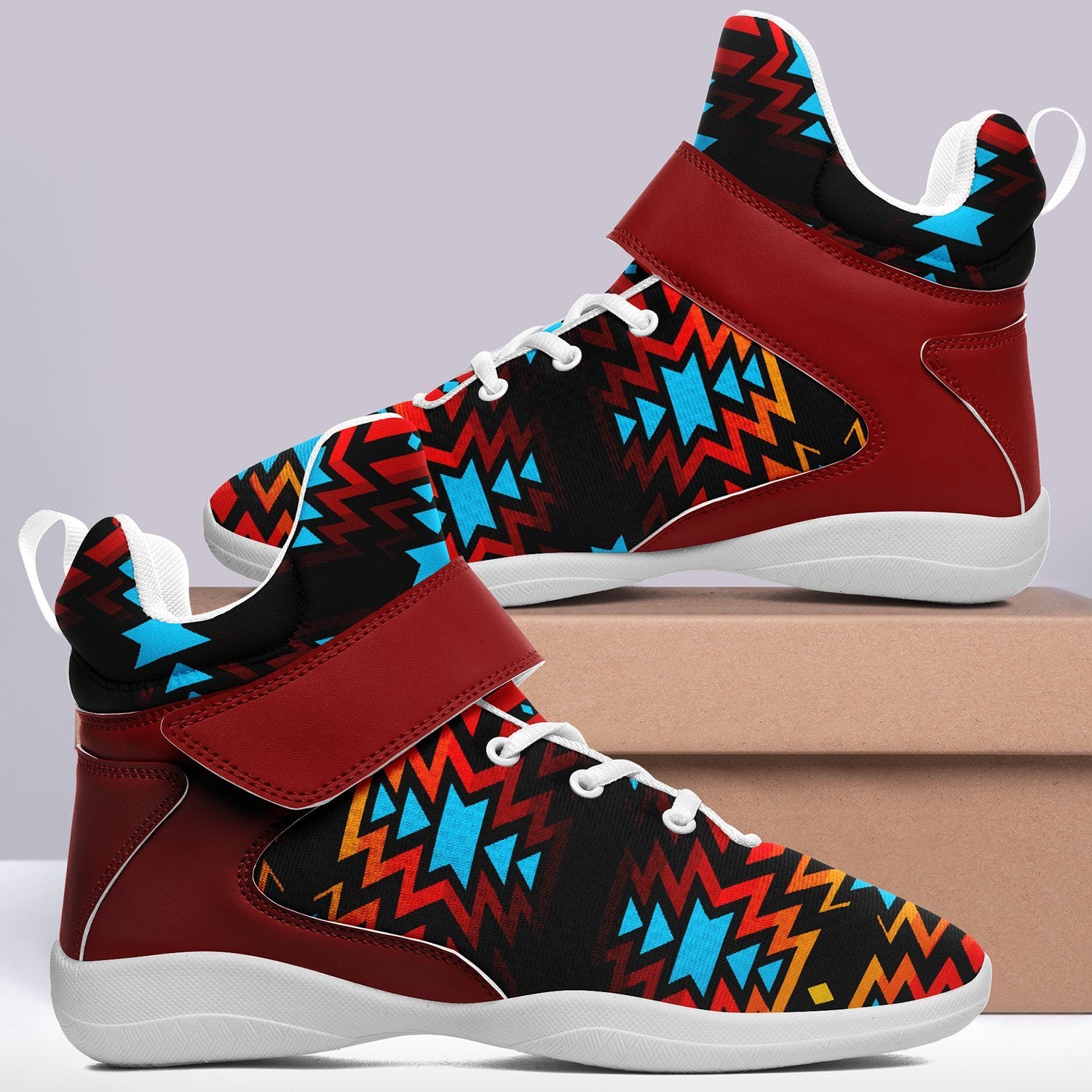 Black Fire and Turquoise Ipottaa Basketball / Sport High Top Shoes 49 Dzine