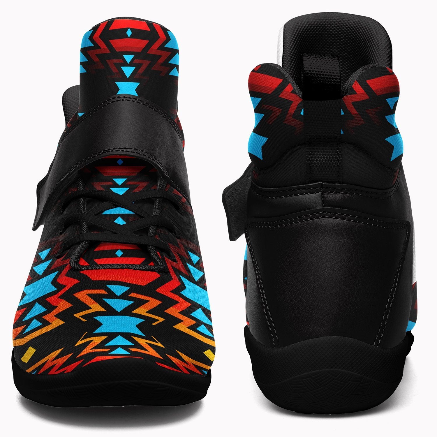 Black Fire and Turquoise Ipottaa Basketball / Sport High Top Shoes 49 Dzine